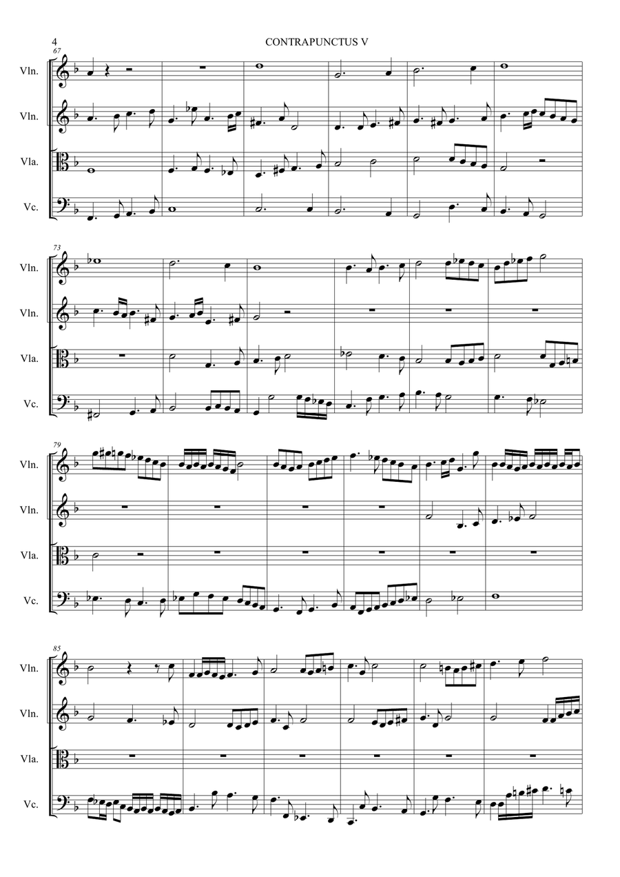Bach J.S. CONTRAPUNCTUS VI (a 4, in stile francese). Arr. For String Quartet with Parts by Renato Tagliabue String Quartet - Digital Sheet Music page 4
