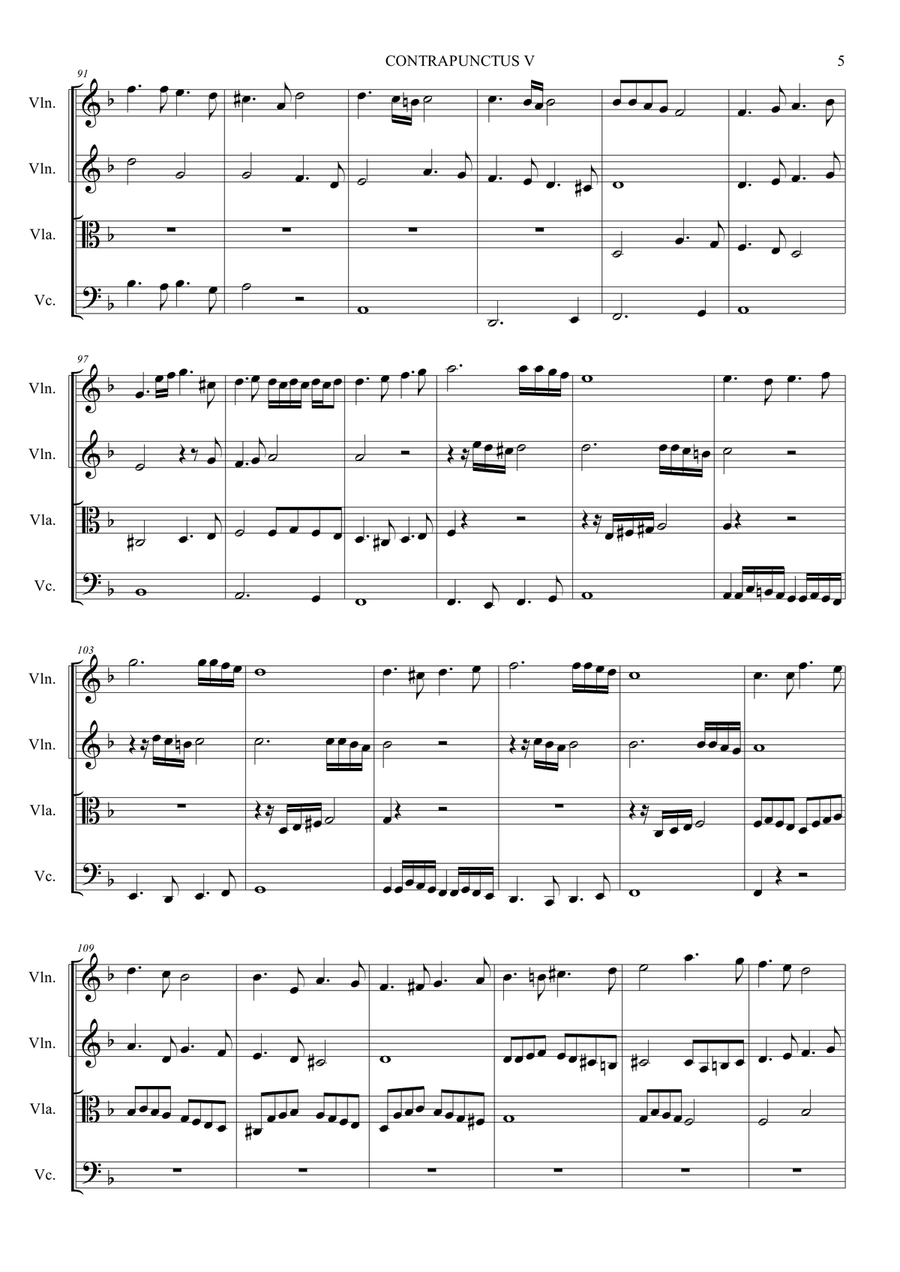 Bach J.S. CONTRAPUNCTUS VI (a 4, in stile francese). Arr. For String Quartet with Parts by Renato Tagliabue String Quartet - Digital Sheet Music page 5