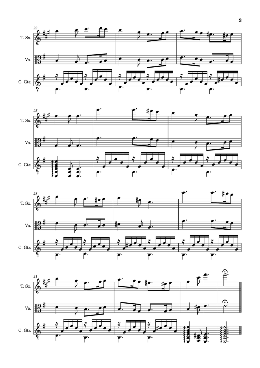 Greensleeves - T. Sax., Viola and Guitar. Score and Parts. Small Ensemble scores gallery preview page 3