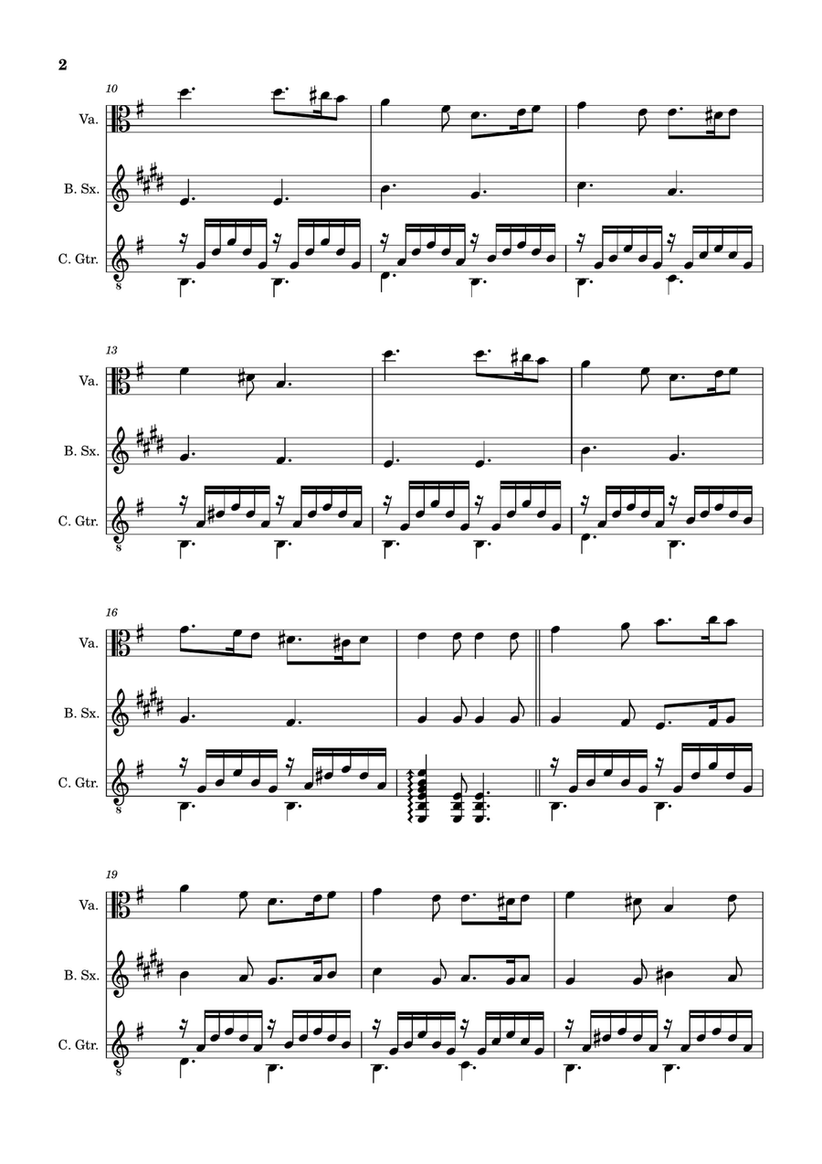 Greensleeves - Viola, B. Sax. and Guitar. Score and Parts. Small Ensemble scores gallery preview page 2