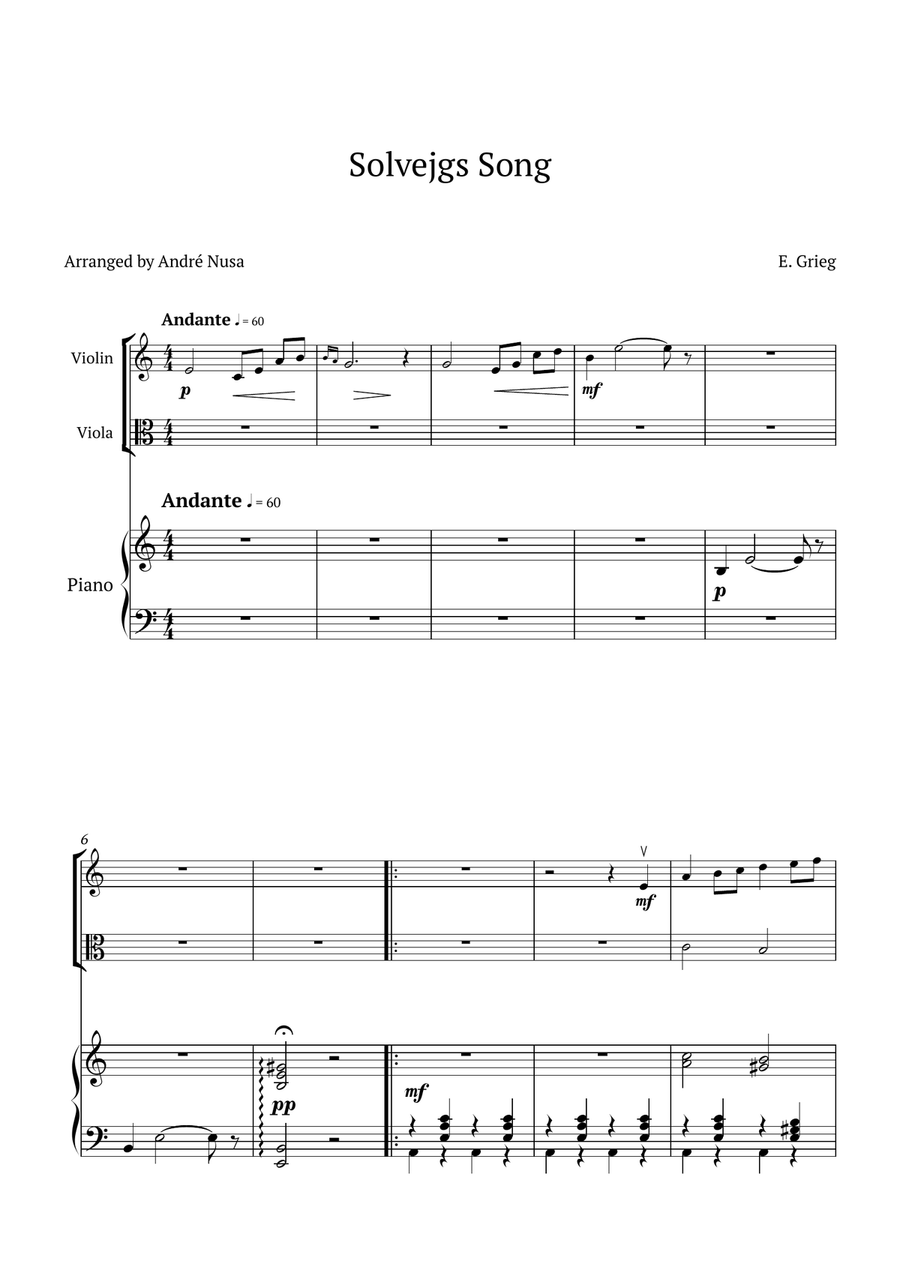 Solvejg’s Song Piano Trio scores gallery preview page 1