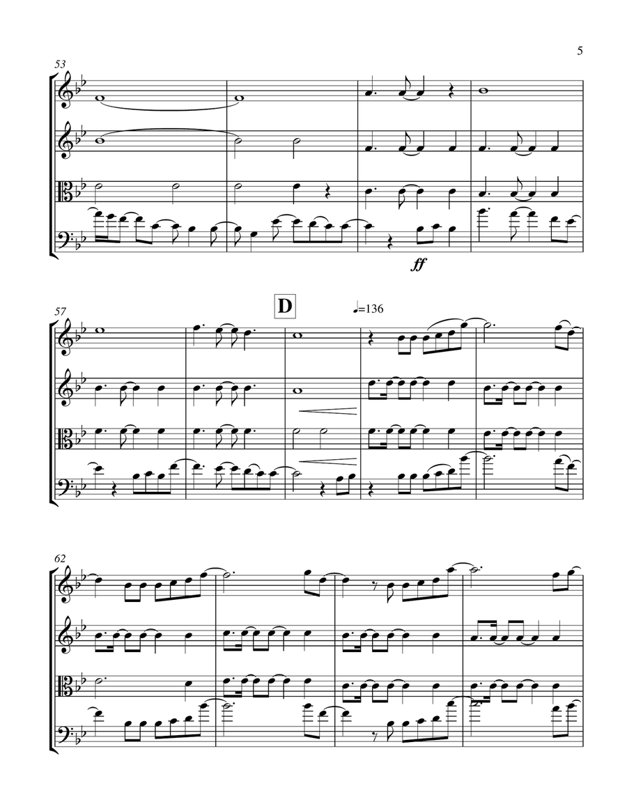 Rewrite The Stars String Quartet scores gallery preview page 5
