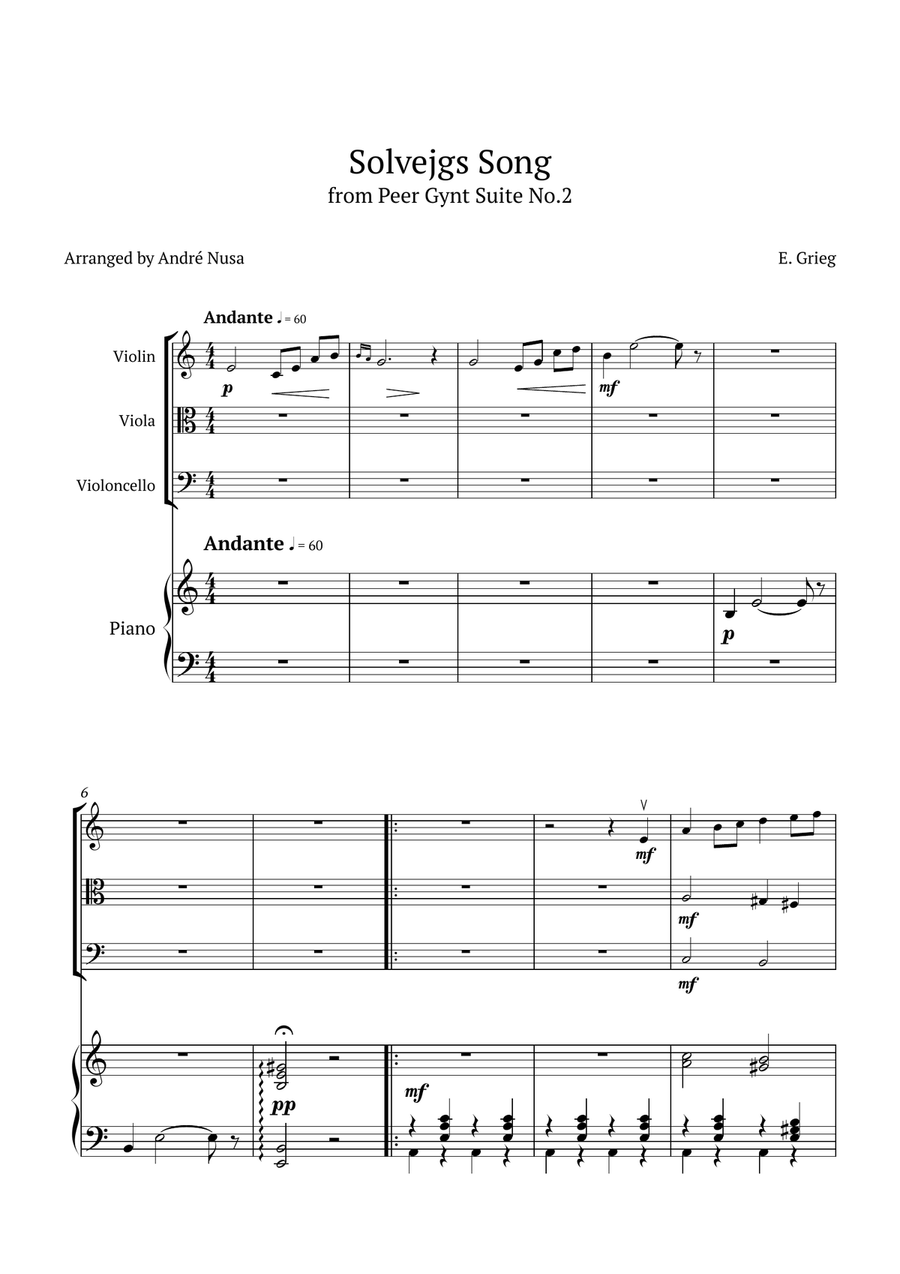 Solvejg’s Song Piano Quartet scores gallery preview page 1