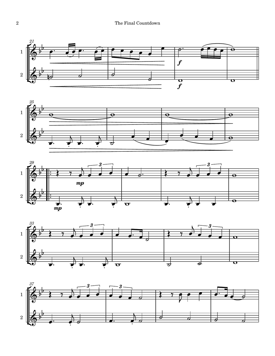 Final Countdown Clarinet Duet scores gallery preview page 2
