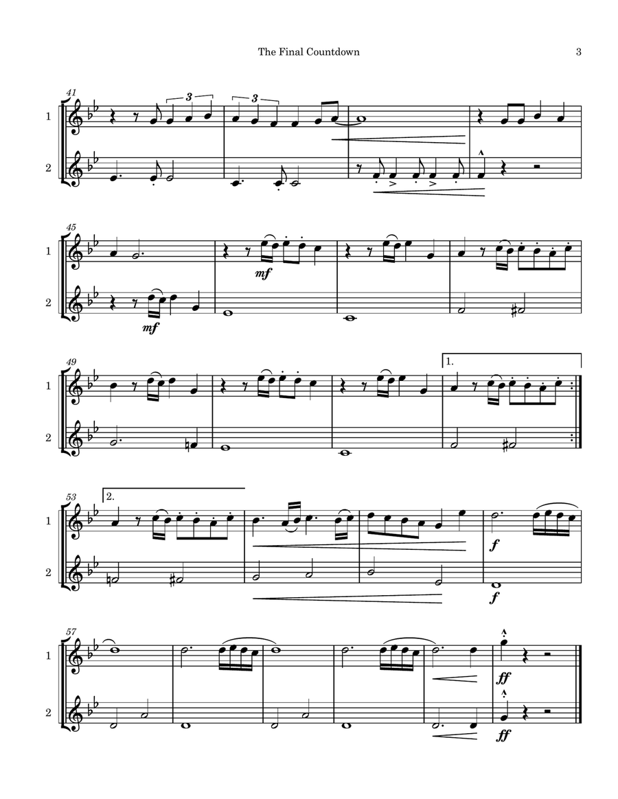 Final Countdown Clarinet Duet scores gallery preview page 3