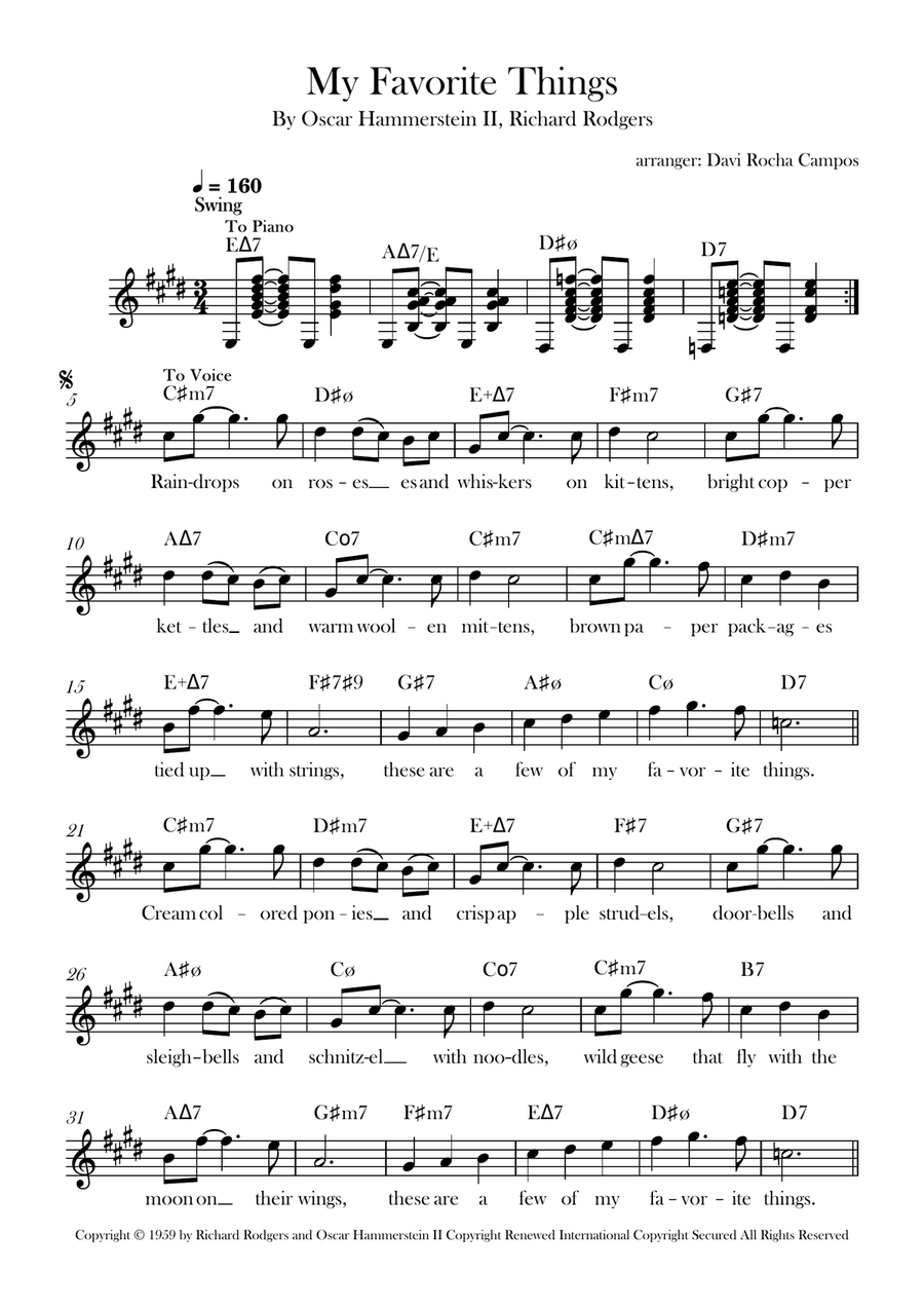 My Favorite Things My Favorite Things Piano scores gallery preview page 1