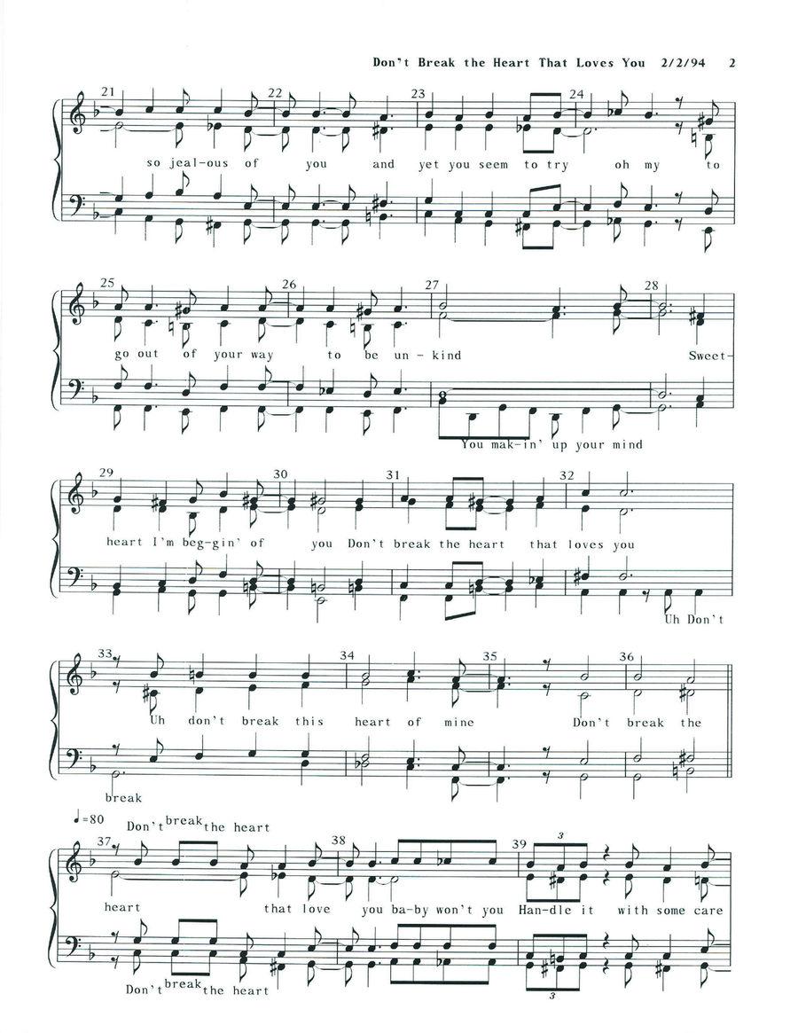 Don't Break The Heart That Loves You SSAA scores gallery preview page 2