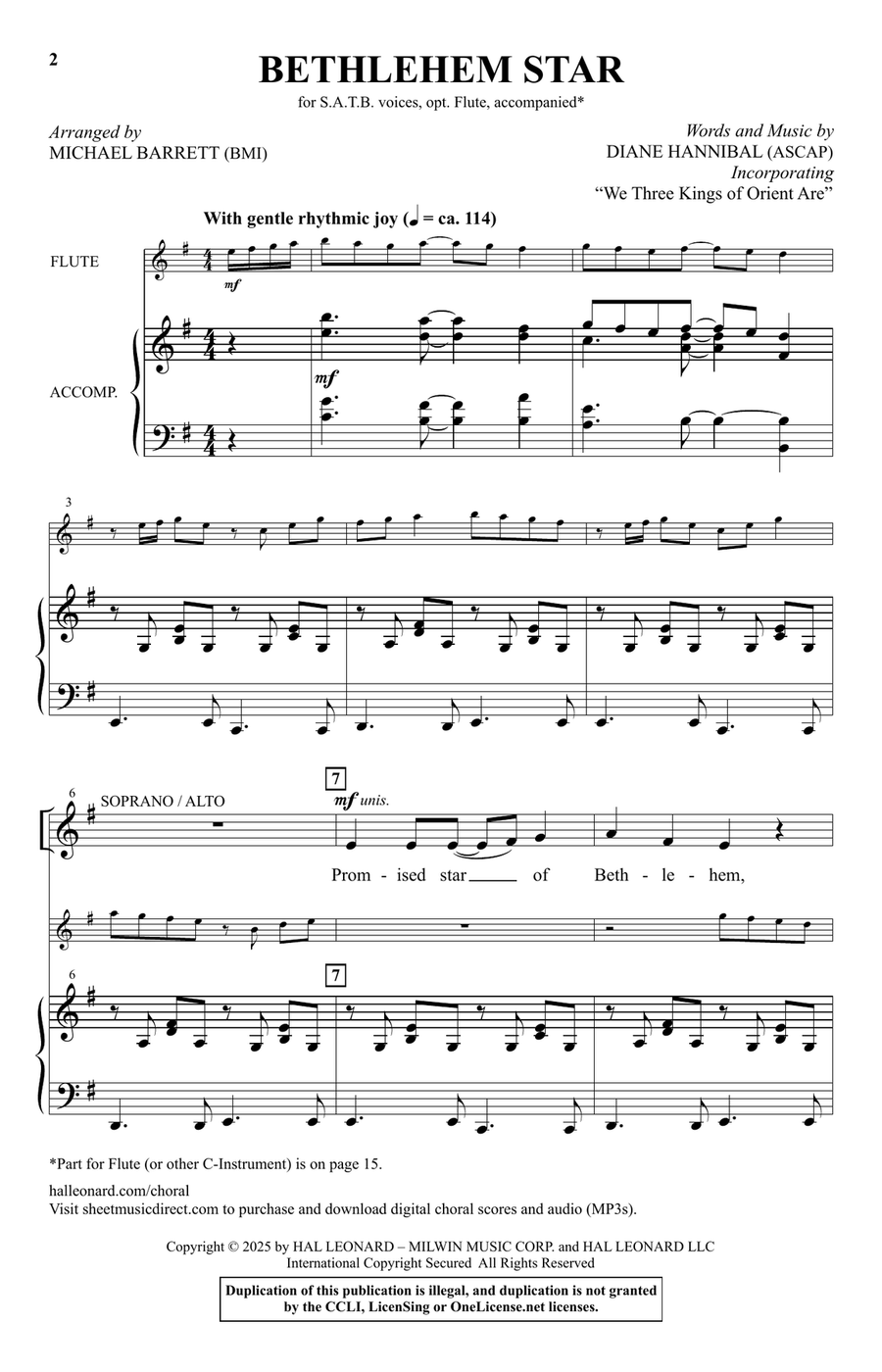 Bethlehem Star (arr. Michael Barrett) 4-Part scores gallery preview page 1