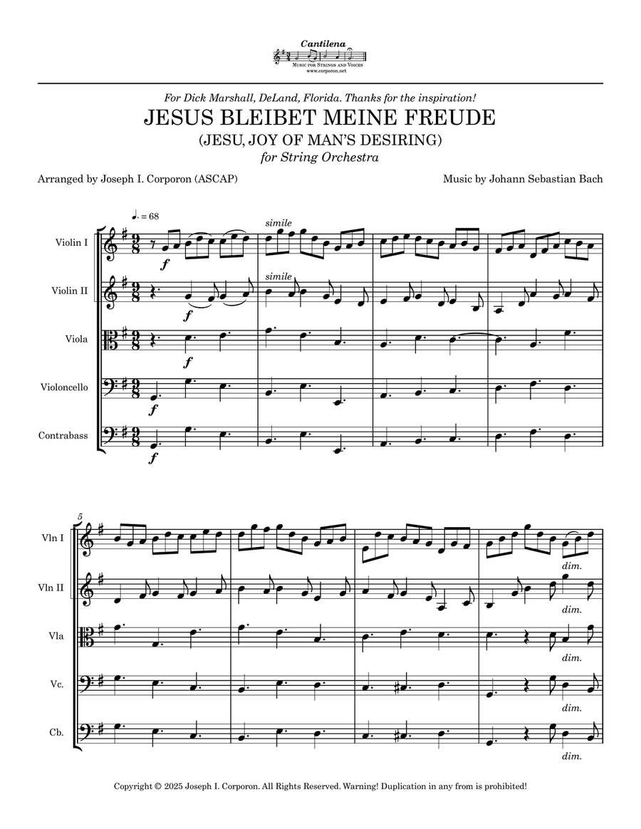 Jesus Bleibet Meine Freude for String Orchestra (Jesu, Joy of Man's Desiring) String Orchestra scores gallery preview page 3