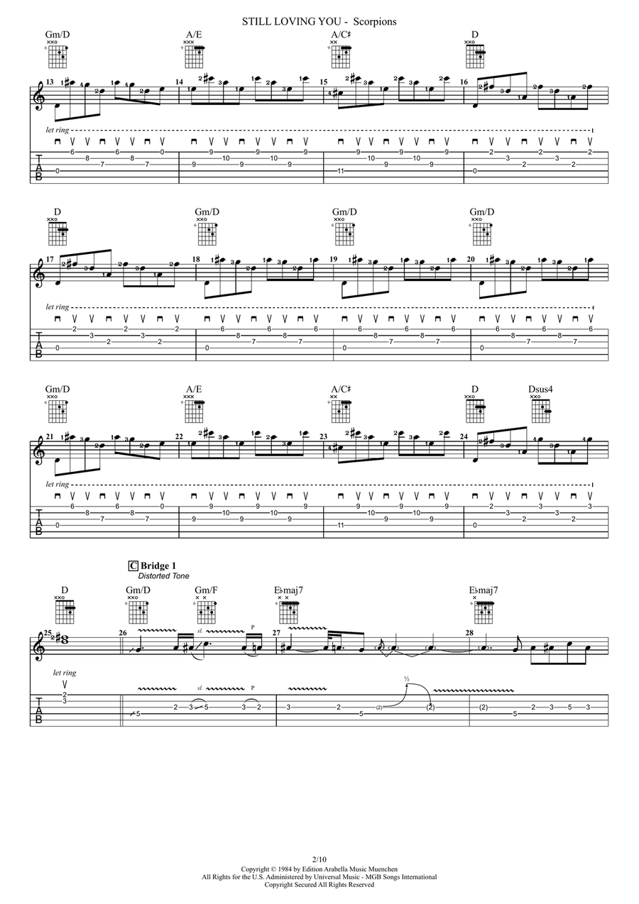 Still Loving You Guitar Tablature scores gallery preview page 2