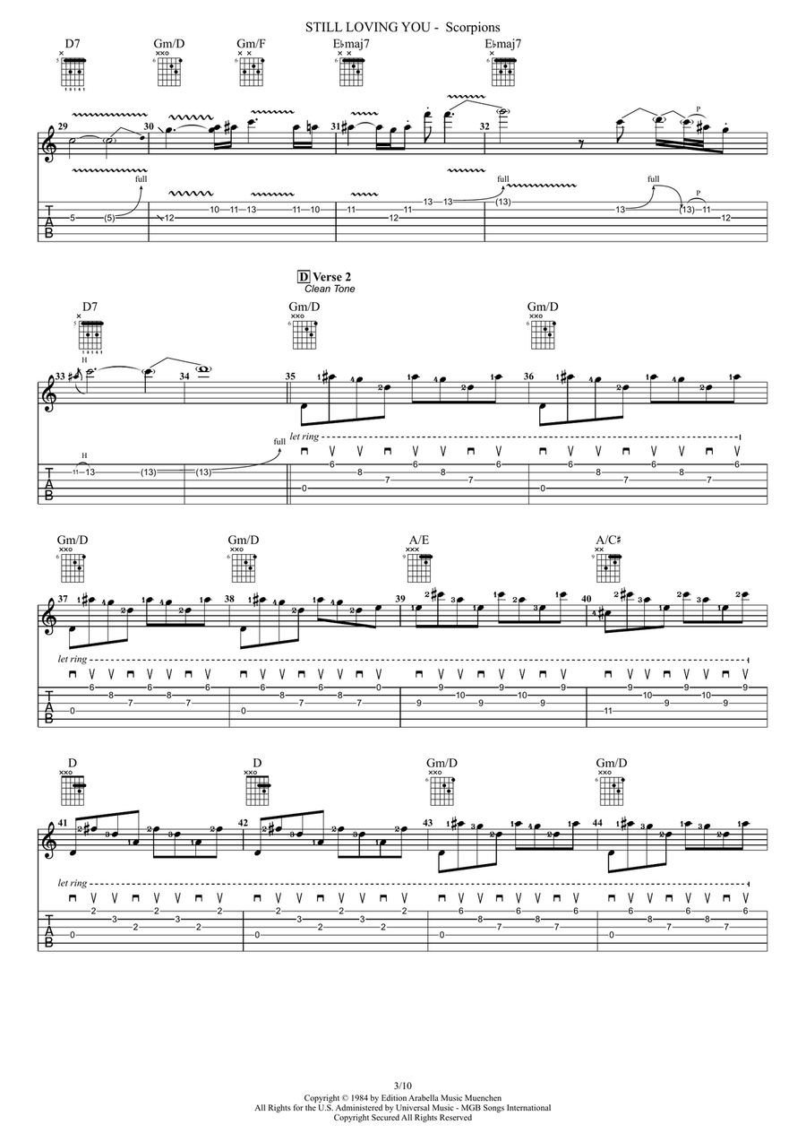 Still Loving You Guitar Tablature scores gallery preview page 3