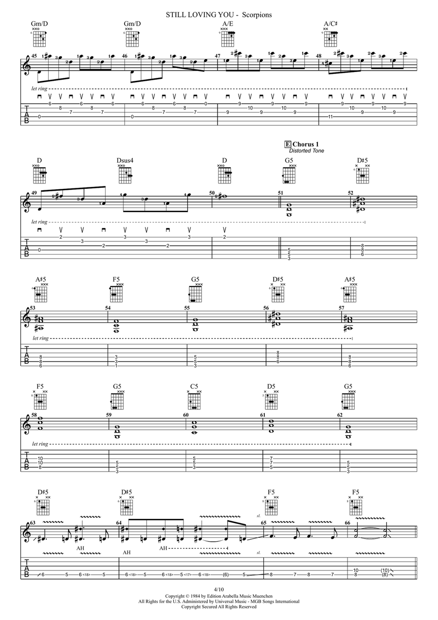 Still Loving You Guitar Tablature scores gallery preview page 4