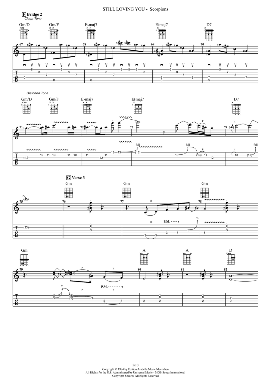 Still Loving You Guitar Tablature scores gallery preview page 5