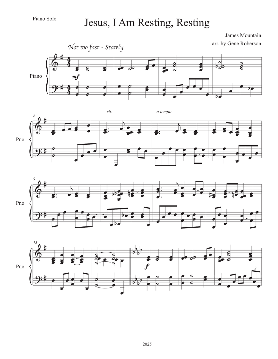 Jesus, I Am Resting, Resting Piano Solo Piano Solo scores gallery preview page 2
