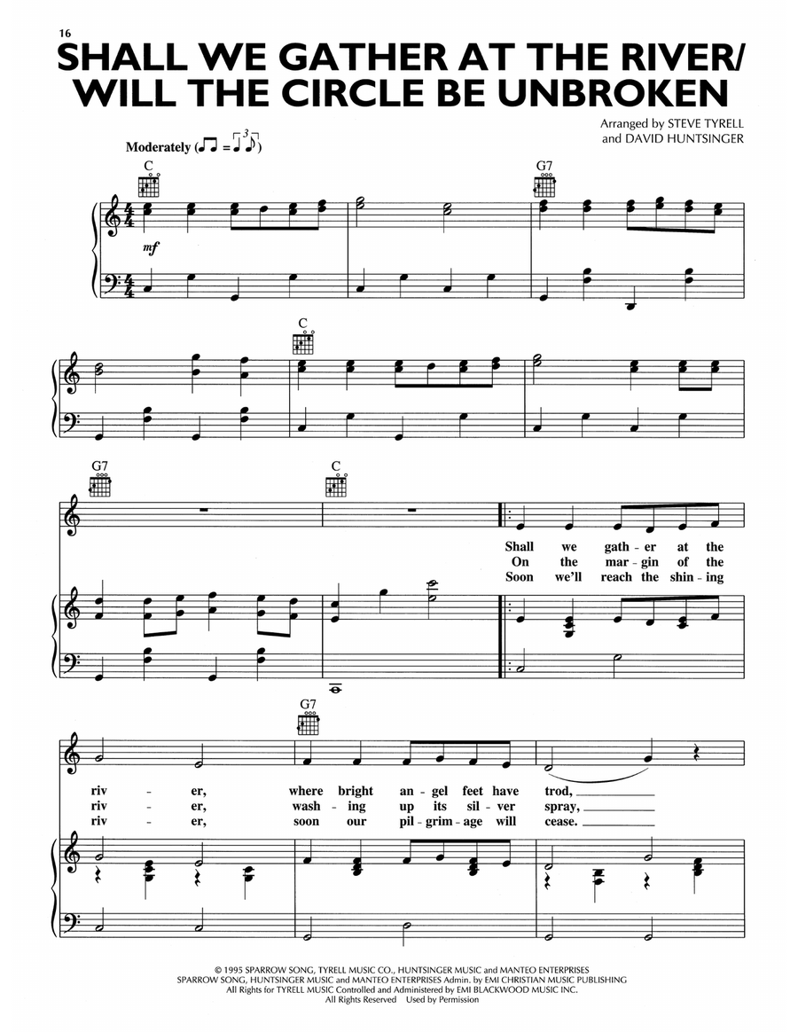 Shall We Gather At The River/Will The Circle Be Unbroken Piano, Vocal, Guitar scores gallery preview page 1