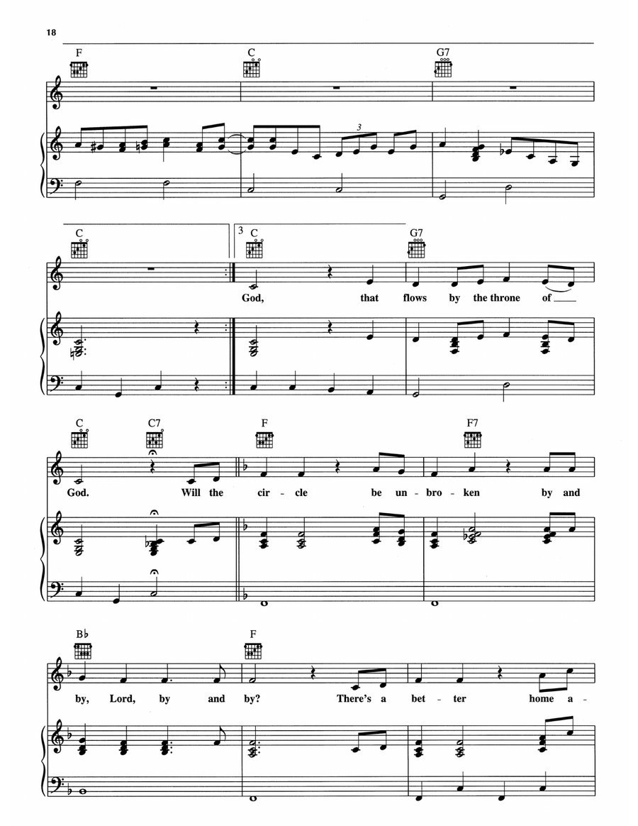 Shall We Gather At The River/Will The Circle Be Unbroken Piano, Vocal, Guitar scores gallery preview page 3
