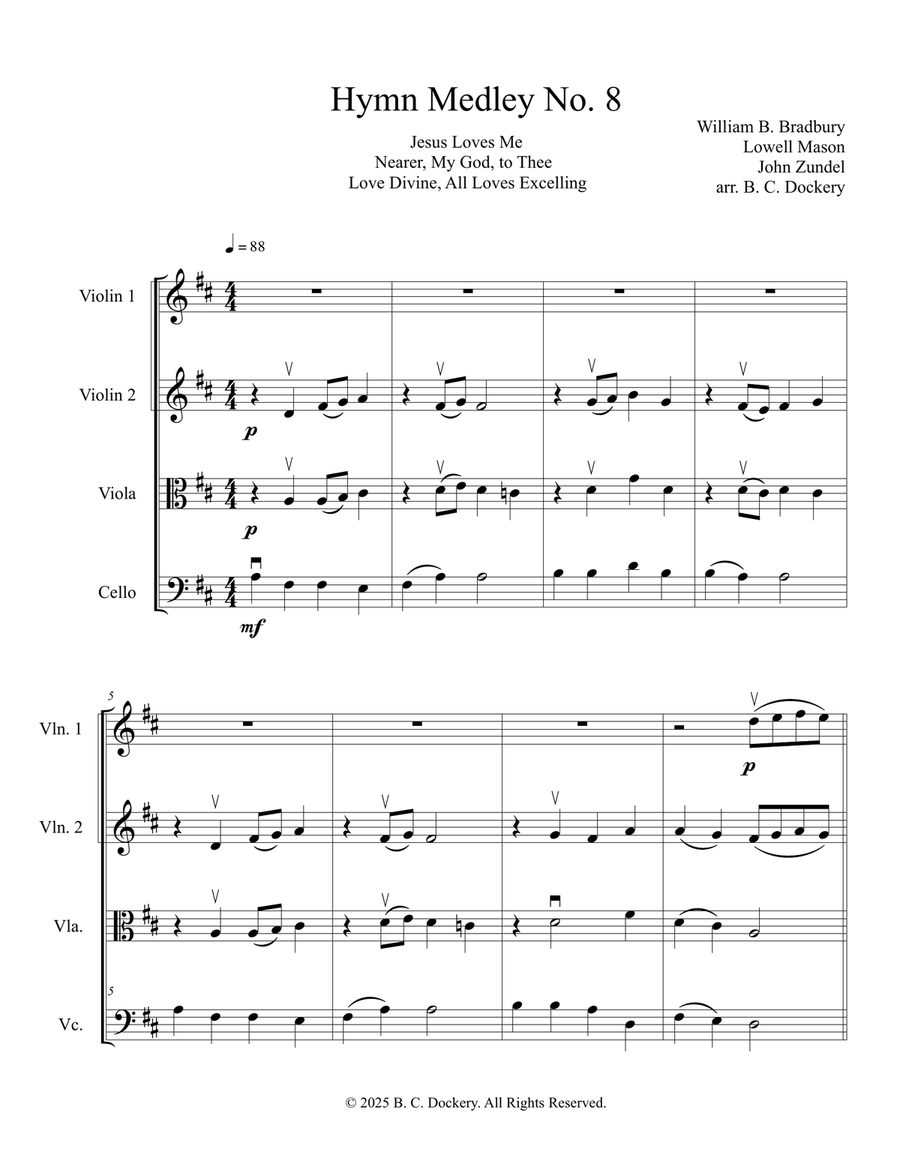 Hymn Medley No. 8 (String Quartet) String Quartet scores gallery preview page 1