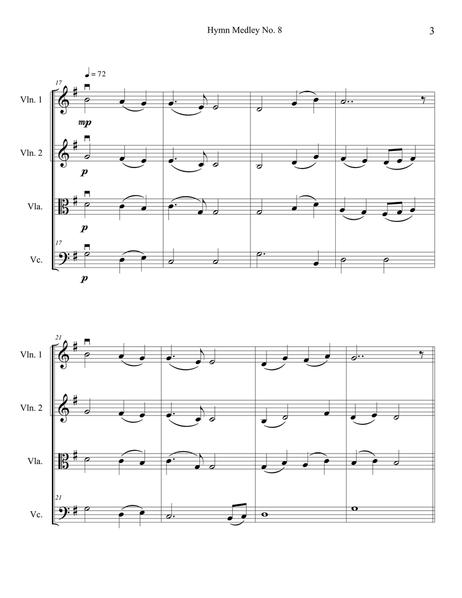Hymn Medley No. 8 (String Quartet) String Quartet scores gallery preview page 3