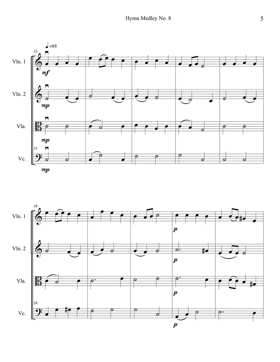 Hymn Medley No. 8 (String Quartet) String Quartet scores gallery preview page 5
