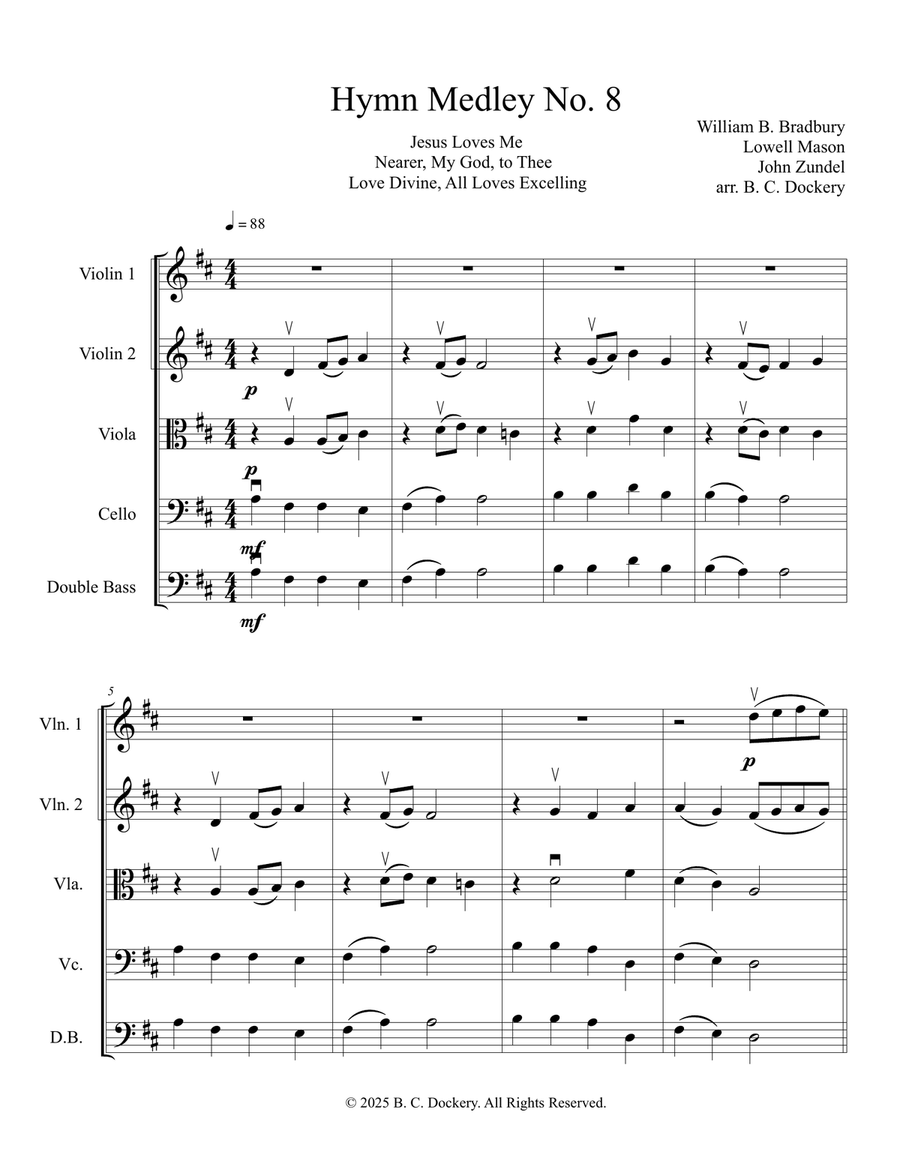 Hymn Medley No. 8 (String Orchestra or Quintet) String Orchestra scores gallery preview page 1