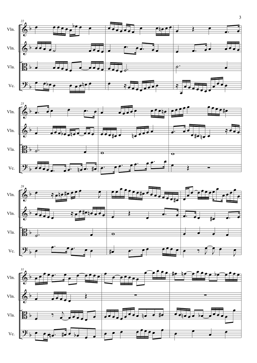 Bach J.S. CONTRAPUNCTUS VII (a 4 per Augmentat. et Diminut.). Arr. for String Quartet String Quartet scores gallery preview page 3