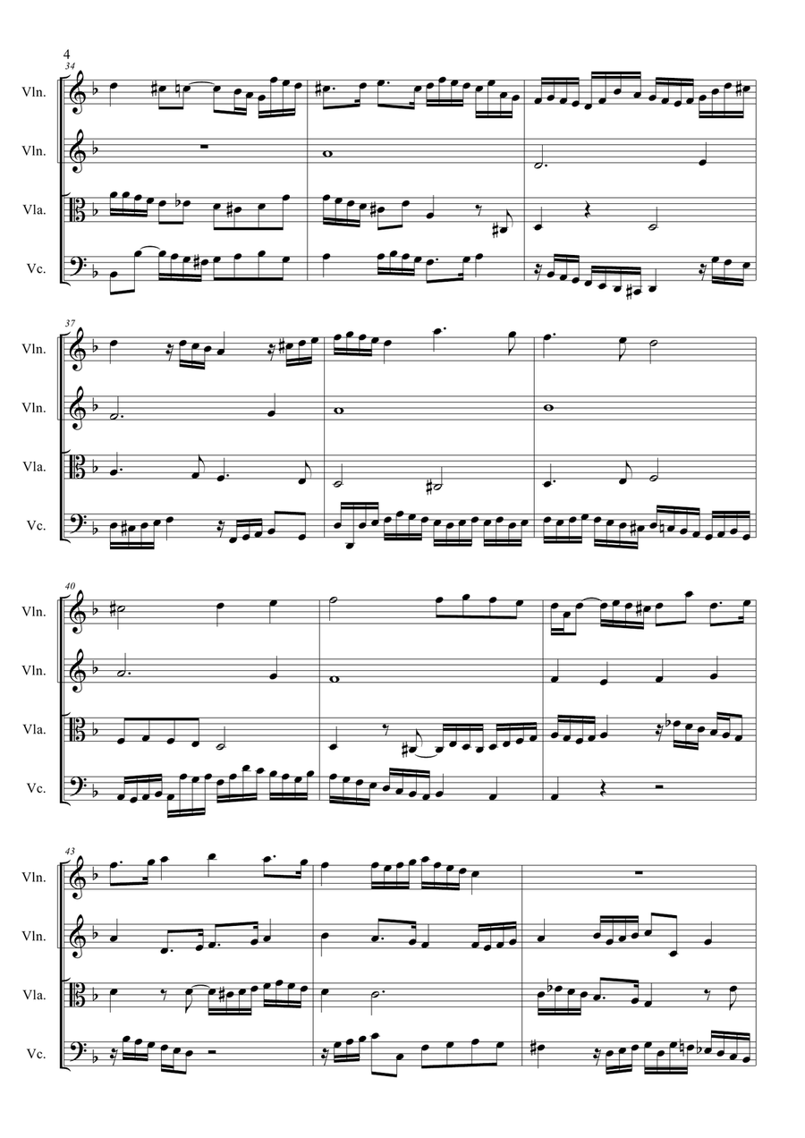 Bach J.S. CONTRAPUNCTUS VII (a 4 per Augmentat. et Diminut.). Arr. for String Quartet String Quartet scores gallery preview page 4