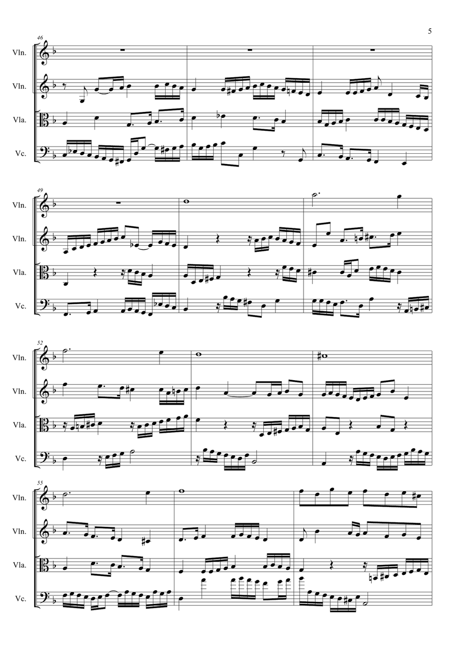Bach J.S. CONTRAPUNCTUS VII (a 4 per Augmentat. et Diminut.). Arr. for String Quartet String Quartet scores gallery preview page 5