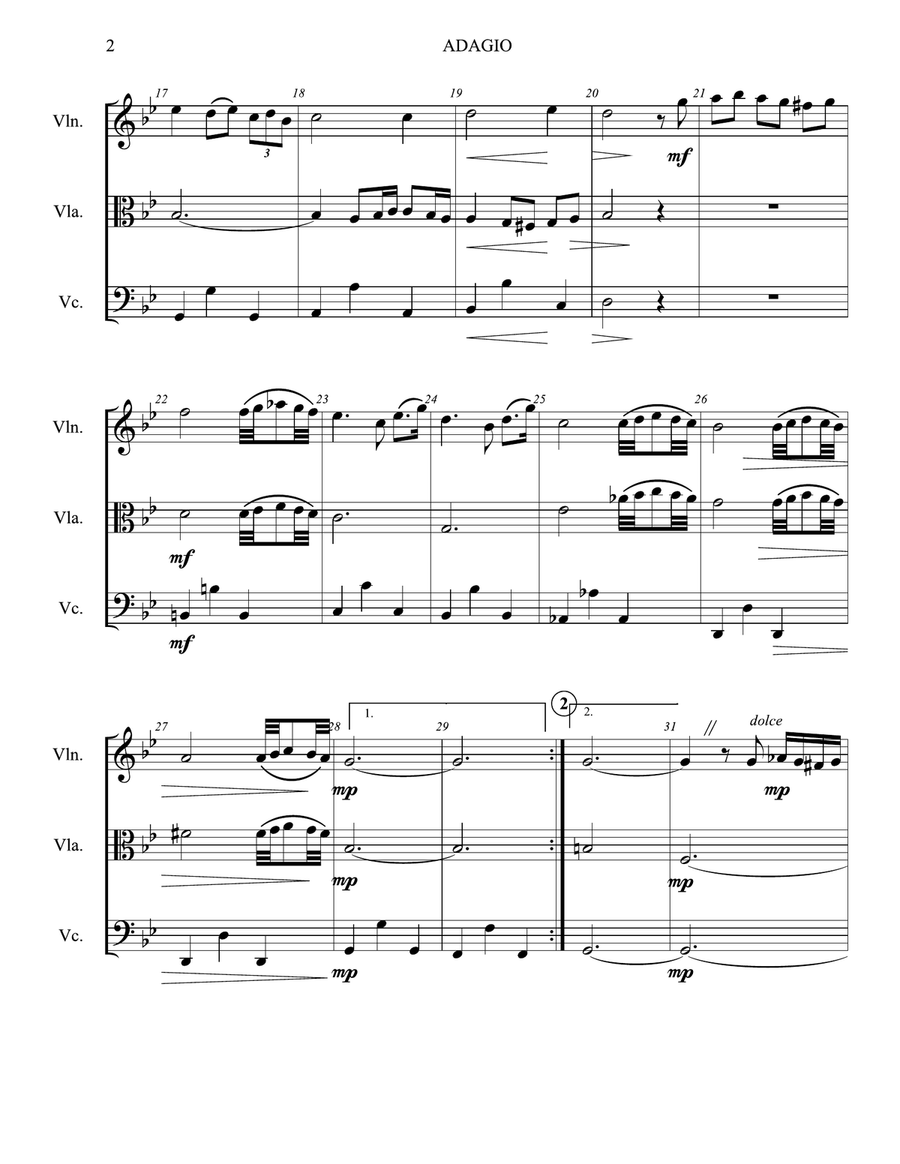 Adagio In Sol Minore (Adagio In G Minor) String Trio scores gallery preview page 2