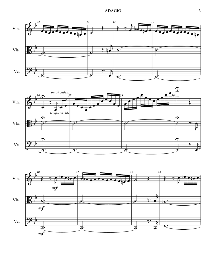 Adagio In Sol Minore (Adagio In G Minor) String Trio scores gallery preview page 3