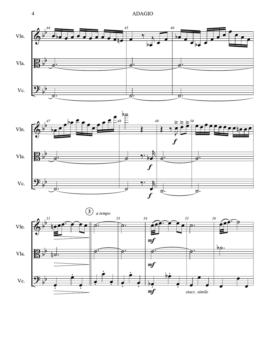 Adagio In Sol Minore (Adagio In G Minor) String Trio scores gallery preview page 4