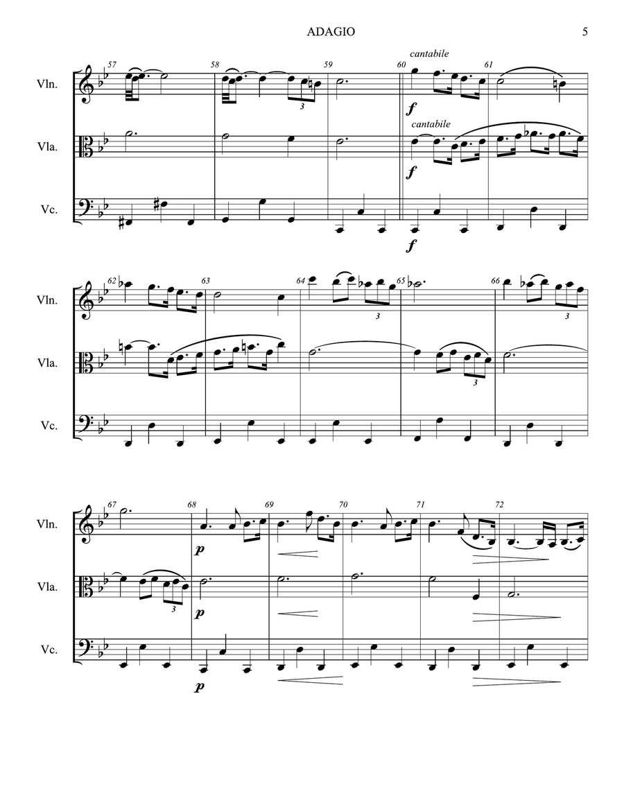 Adagio In Sol Minore (Adagio In G Minor) String Trio scores gallery preview page 5