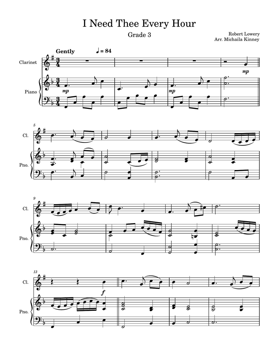 I Need Thee Every Hour I Need Thee Every Hour B-Flat Clarinet scores gallery preview page 1