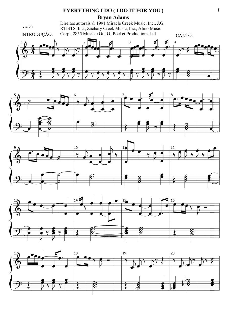 (Everything I Do) I Do It For You Piano Solo scores gallery preview page 1