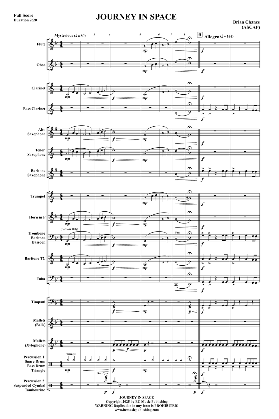 Journey In Space Concert Band scores gallery preview page 1