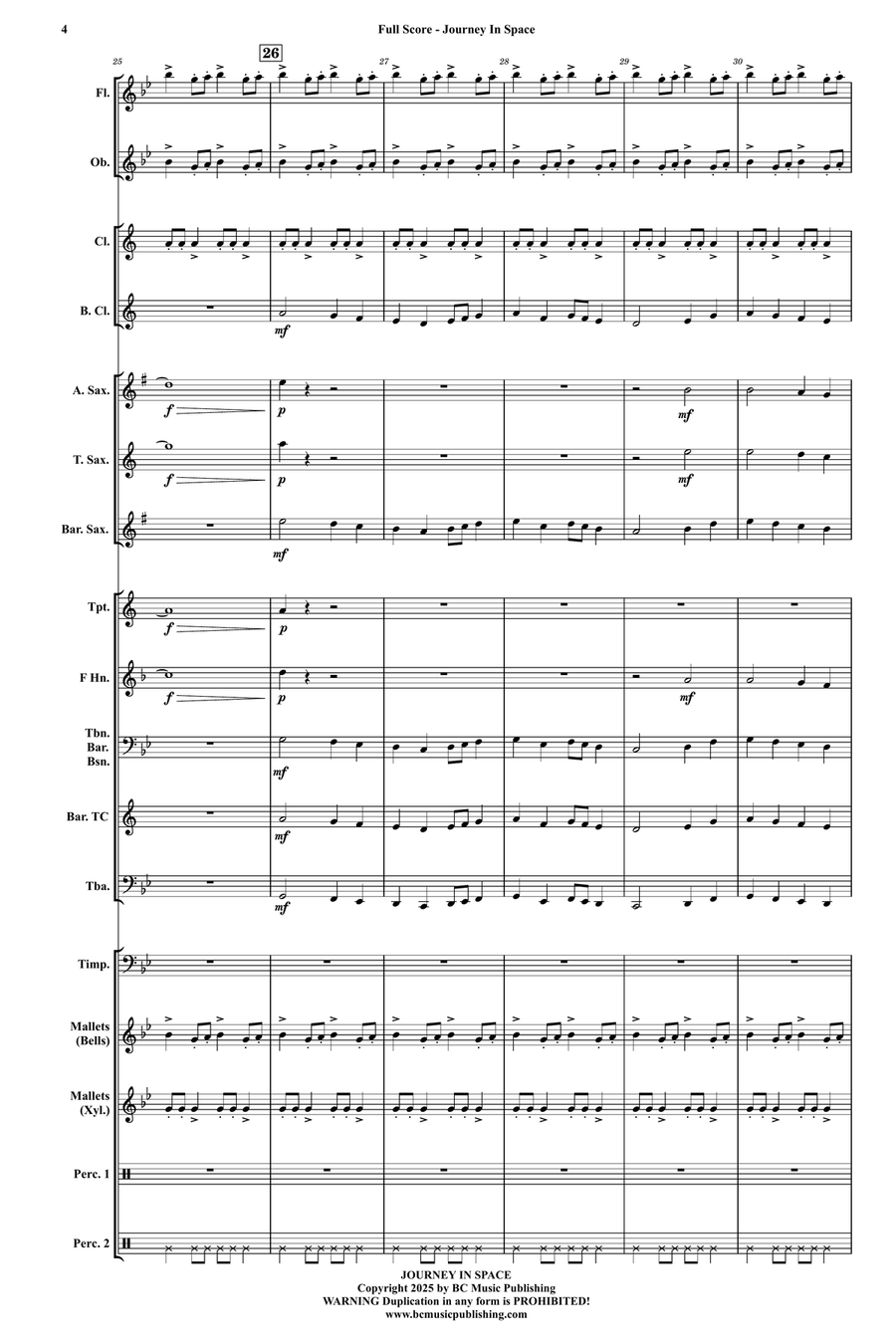 Journey In Space Concert Band scores gallery preview page 4
