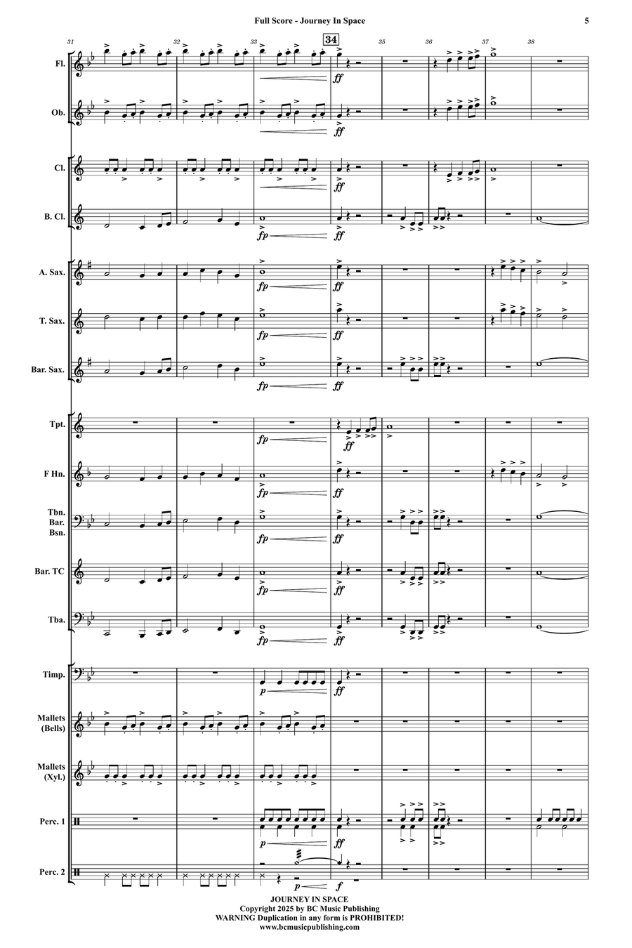 Journey In Space Concert Band scores gallery preview page 5