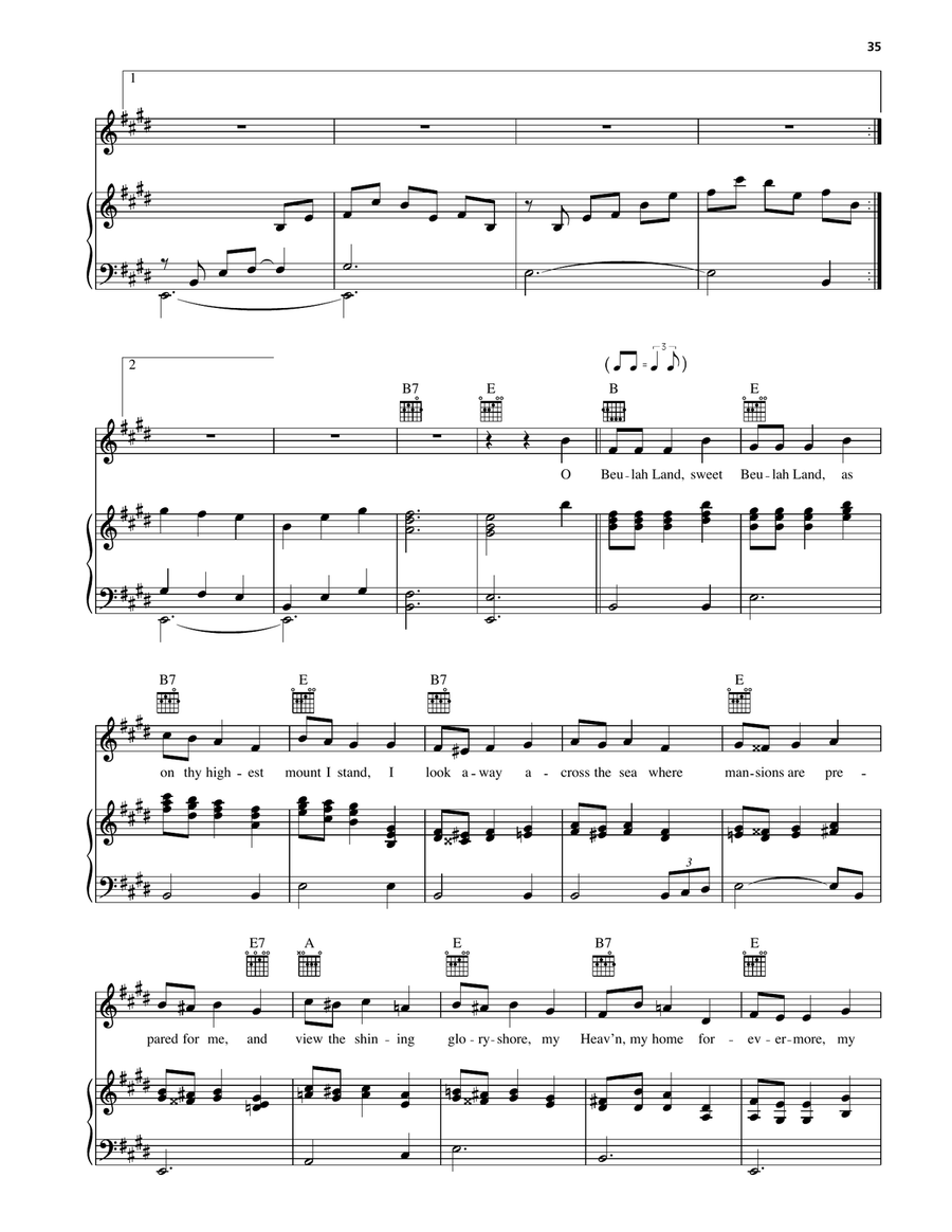 Beautiful Isle Of Somewhere/Beulah Land/The Unclouded Day Piano, Vocal, Guitar scores gallery preview page 3