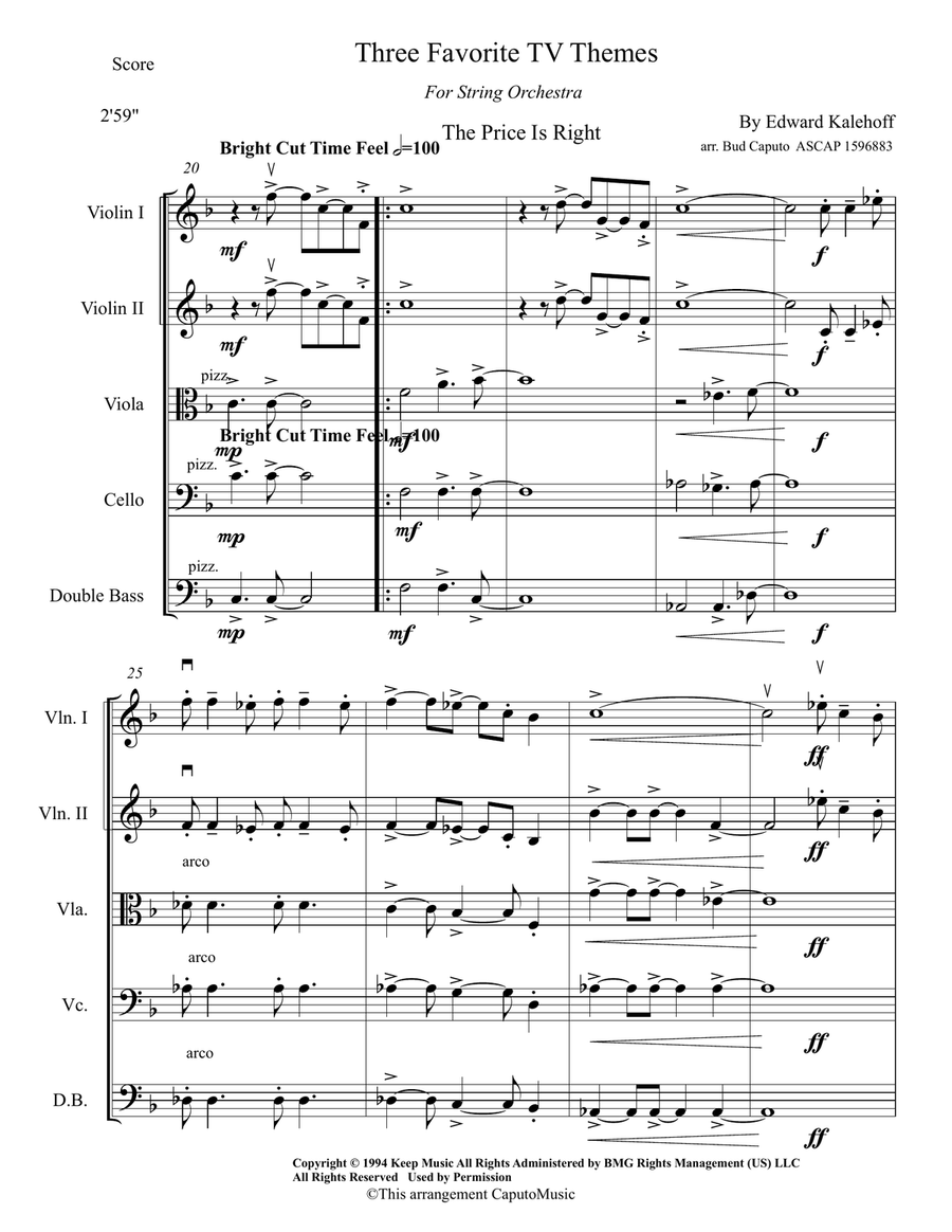 Medley: Jeopardy Theme with Price Is Right - Opening Theme and Family Feud Theme String Orchestra scores gallery preview page 5