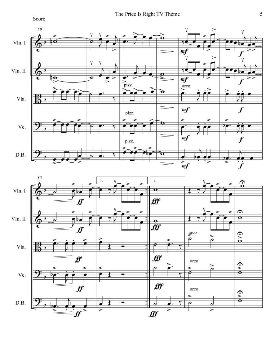 Medley: Jeopardy Theme with Price Is Right - Opening Theme and Family Feud Theme String Orchestra scores gallery preview page 6