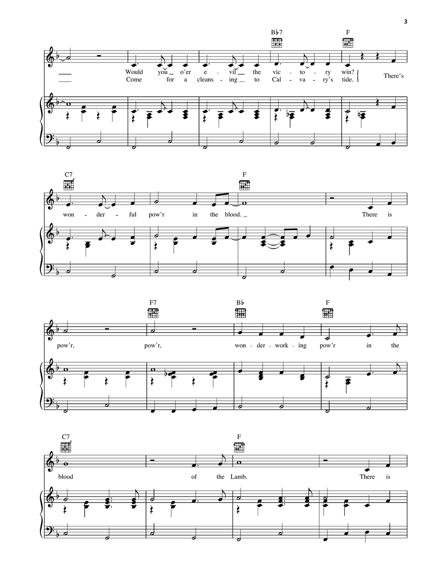 There's Power In The Blood/Down At The Cross (Glory To His Name) Piano, Vocal, Guitar scores gallery preview page 2