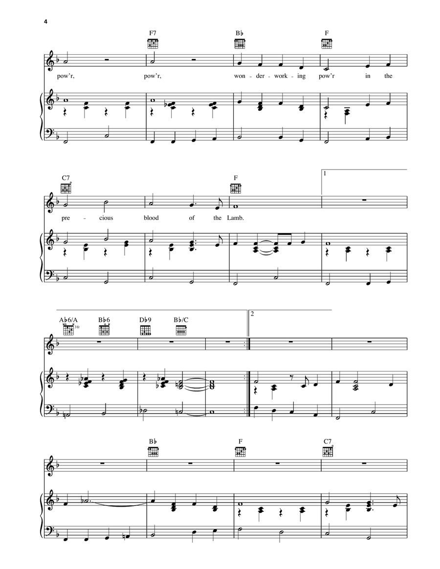 There's Power In The Blood/Down At The Cross (Glory To His Name) Piano, Vocal, Guitar scores gallery preview page 3