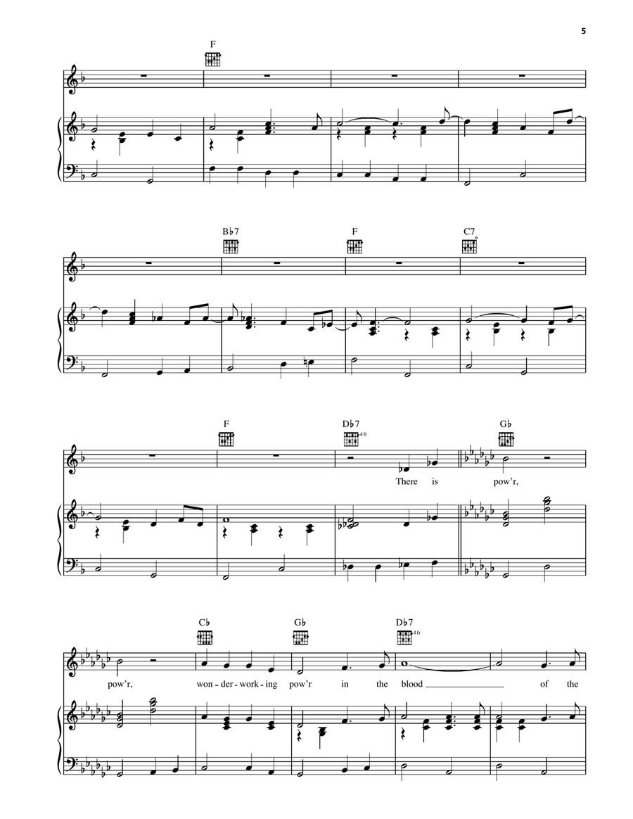 There's Power In The Blood/Down At The Cross (Glory To His Name) Piano, Vocal, Guitar scores gallery preview page 4