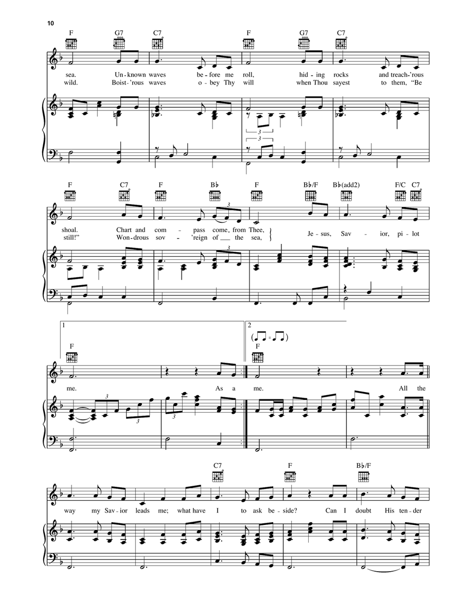 Jesus, Savior, Pilot Me/All The Way My Savior Leads Me/He Leadeth Me/Take The Name Of Jesus With You Piano, Vocal, Guitar scores gallery preview page 2