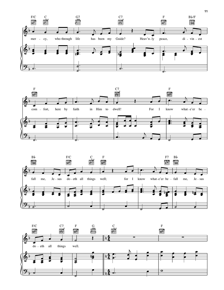 Jesus, Savior, Pilot Me/All The Way My Savior Leads Me/He Leadeth Me/Take The Name Of Jesus With You Piano, Vocal, Guitar scores gallery preview page 3