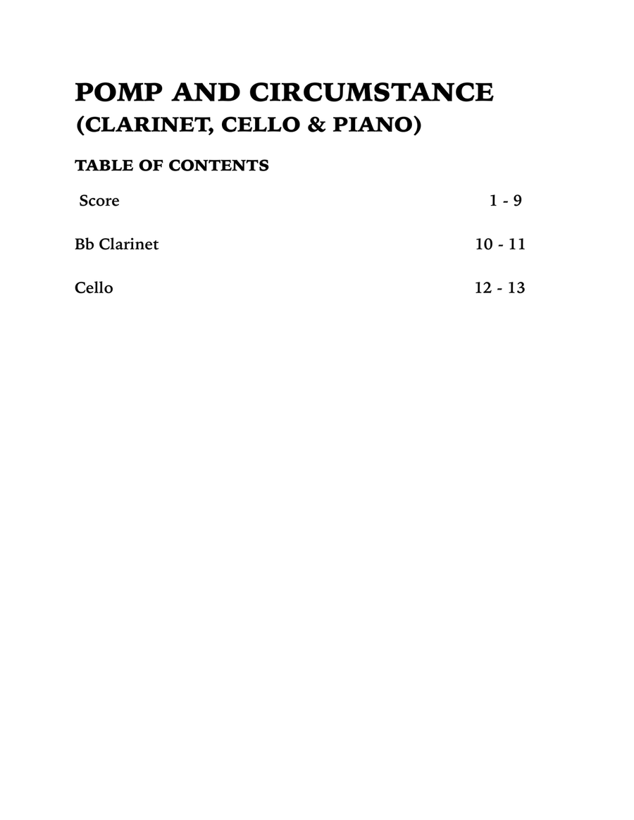 Pomp and Circumstance (in F Major): Trio for Clarinet, Cello and Piano Small Ensemble scores gallery preview page 4