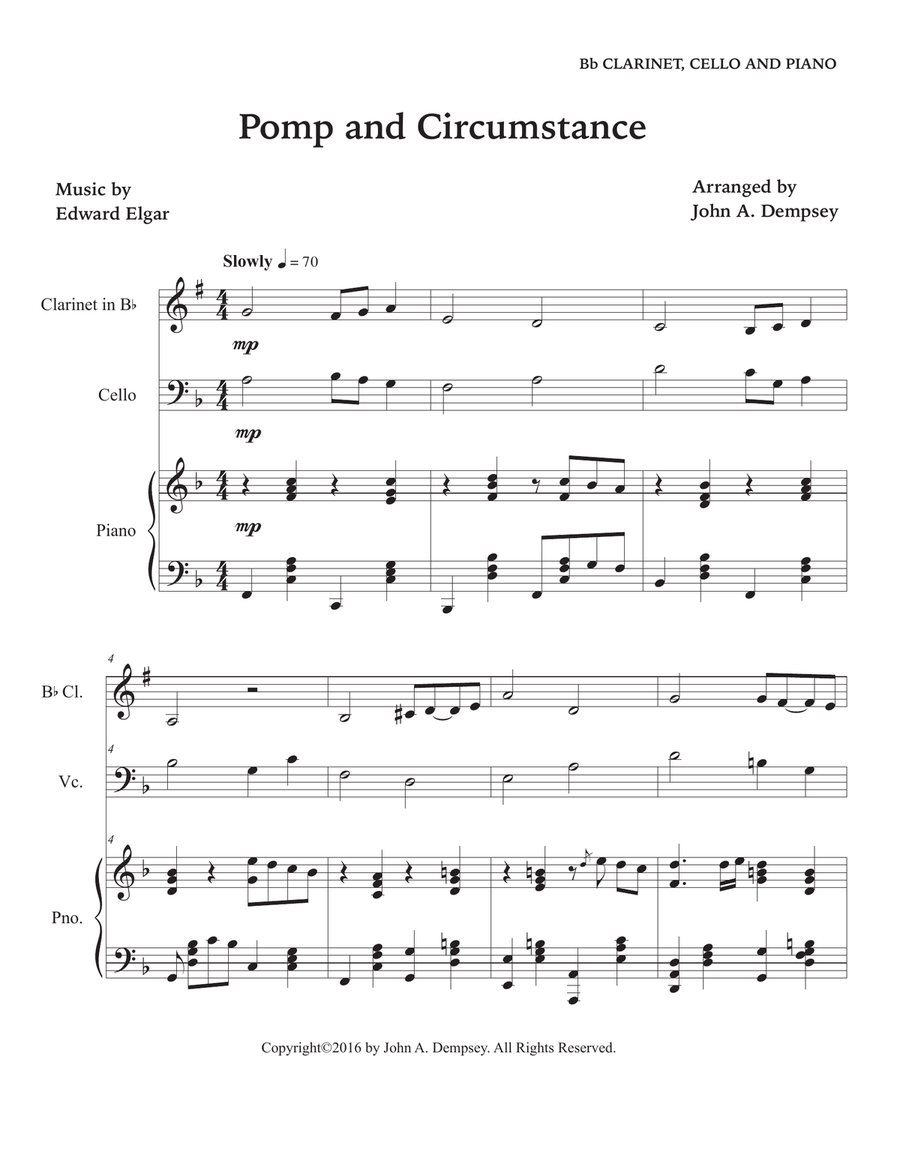 Pomp and Circumstance (in F Major): Trio for Clarinet, Cello and Piano Small Ensemble scores gallery preview page 5