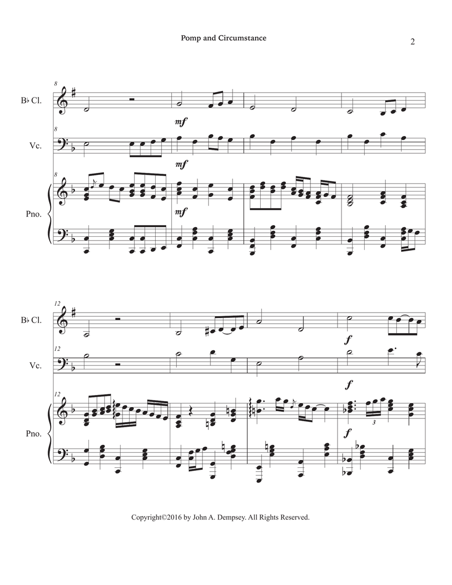 Pomp and Circumstance (in F Major): Trio for Clarinet, Cello and Piano Small Ensemble scores gallery preview page 6
