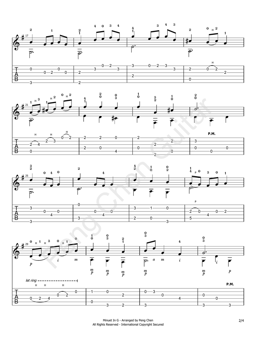 Minuet In G by Bach Minuet In G by Bach Acoustic Guitar scores gallery preview page 2