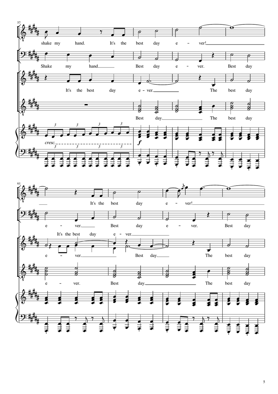 The Best Day Ever The Best Day Ever 4-Part scores gallery preview page 5
