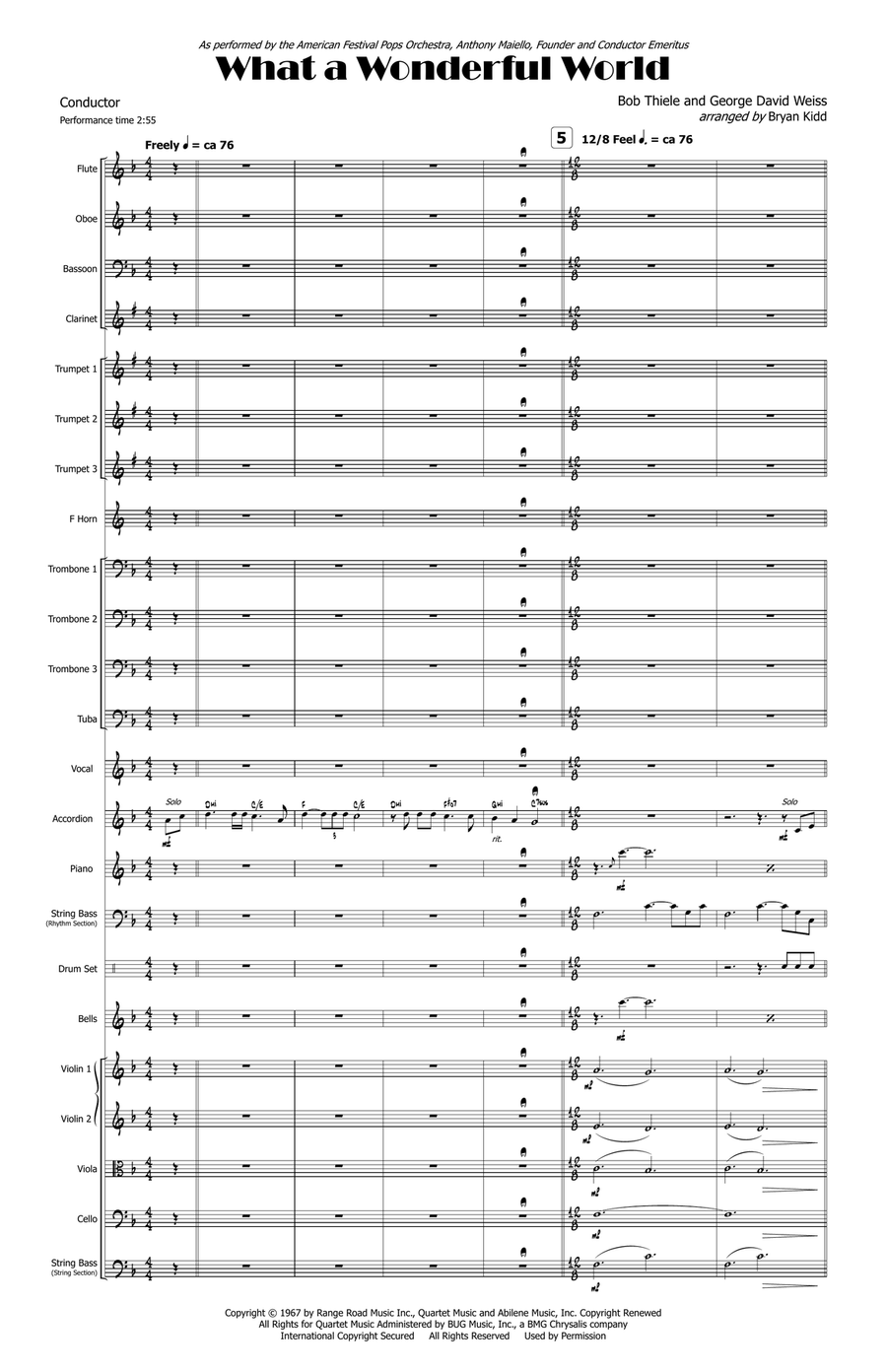 What A Wonderful World - Score Only Full Orchestra scores gallery preview page 1